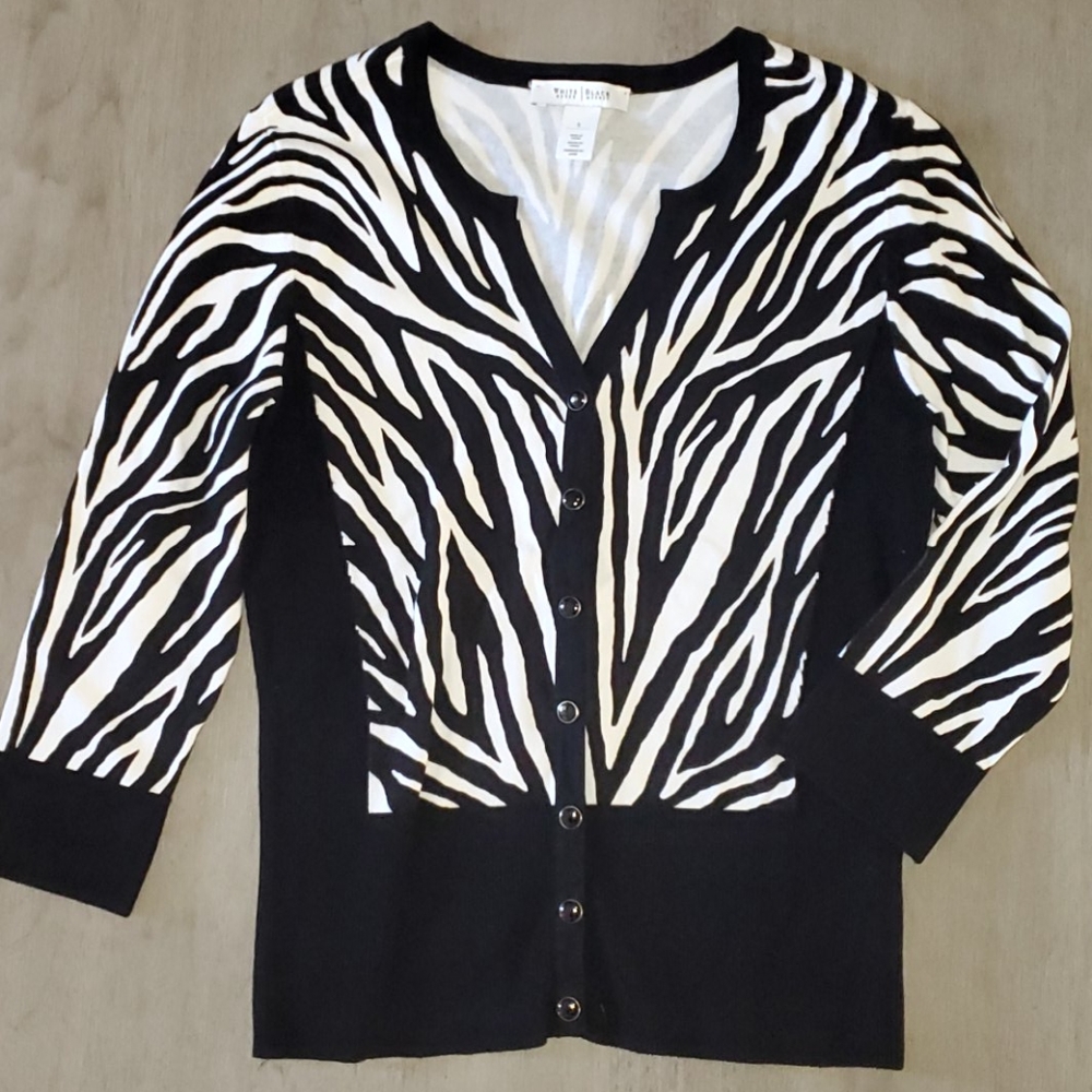 Zebra print cardigan sweater